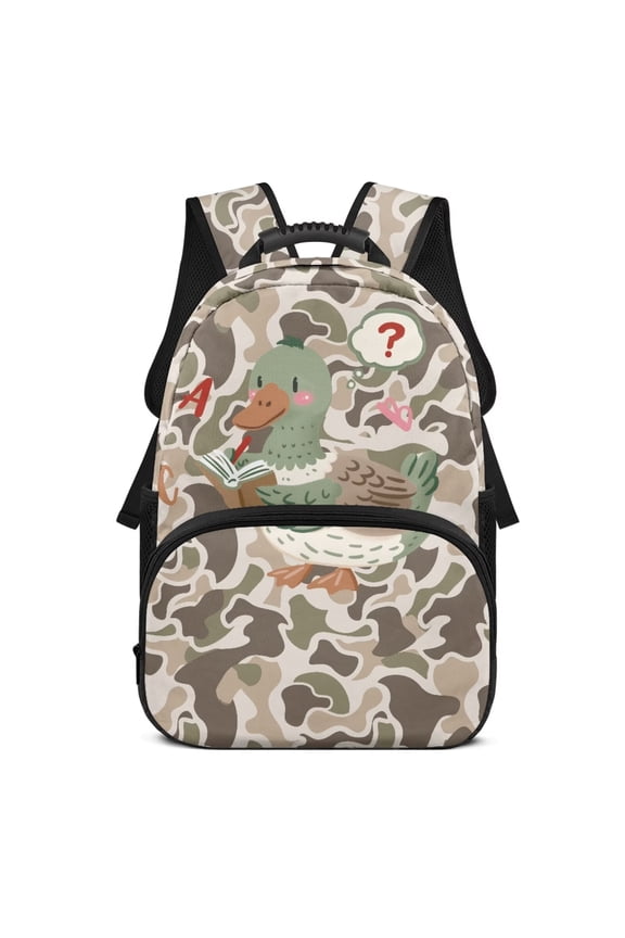 Book Duck Camo School Backpack for Boys Girls Ages 6-18 Water Resistant Multi Pocket Padded Adjustable Straps Large Capacity Bookbag for Elementary Middle High School Daily Use