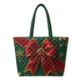 thumbnail image 1 of HUIACONG Bow Snowflake Christmas Quilted Shoulder Tote Bag for Women Large Capacity Featherlight Handbag for Holiday Shopping, Travel and Daily Use with Spacious Interior, 1 of 7