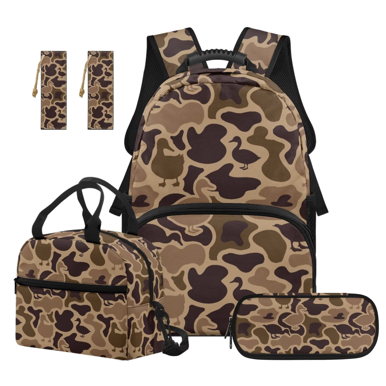 HUIACONG Brown Duck Camo 4Pcs Backpack Set Ages 6-18 Hunting Print ...
