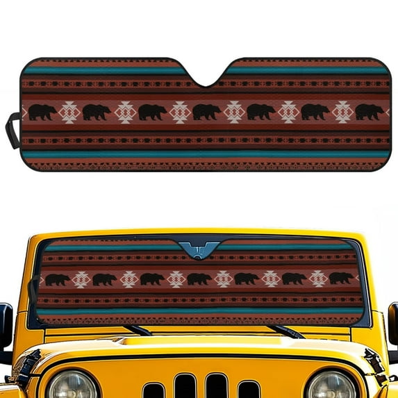 HUIACONG Brown Mandala Windshield Sun Shade Windshield Shade Compatible with Jeep Wrangler TJ JK JL & Gladiator JT Heat Shield Sun Visor Cover Windshied Sunshade Block UV Rays ,1Pcs