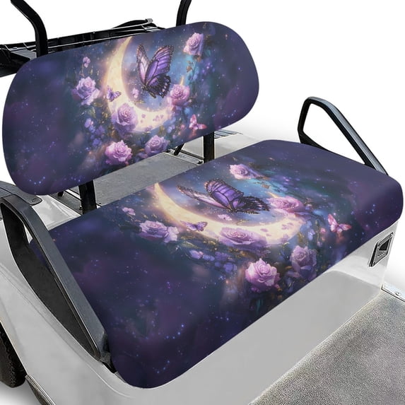 HUIACONG Butterfly Moon Washable Golf Cart Seat Covers 2 Pack for Club Car 2-Seat Golf Carts, Universal Fit Breathable Golf Cart Seat Covers