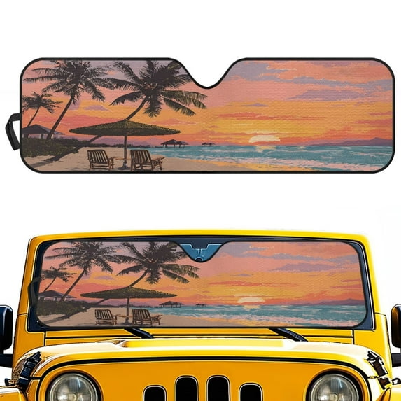HUIACONG Butterfly Windshield Sun Shade Compatible with Jeep Wrangler JK JL Windshield Shade Bolck UV Rays & Protect Car Interior Heat Shield Windshield Cover