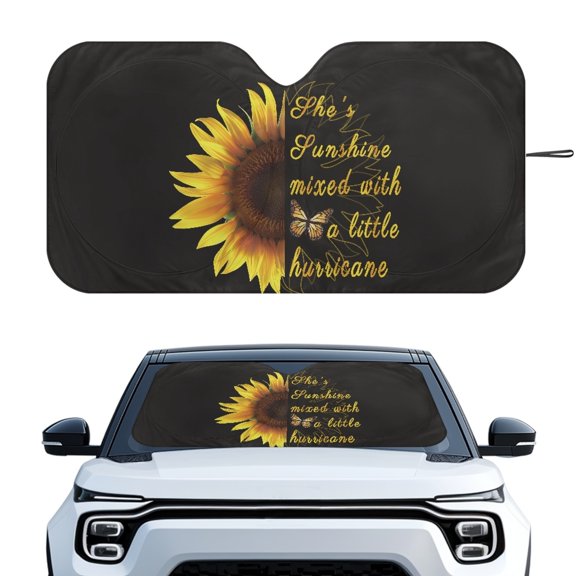 HUIACONG Butterfly and Sunflower Pattern Reflective Custom-fit Car Windshield Sun Shade for Auto Vehicle Sun Sheets for Car Sun Visor