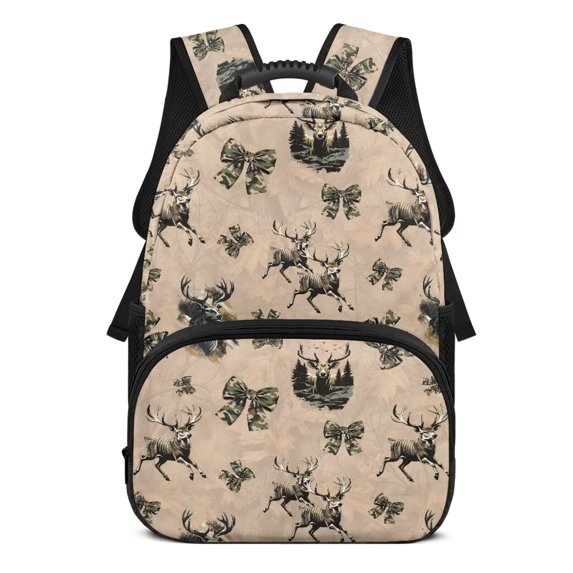 HUIACONG Camo Deer Bow School Backpack for Boys Girls Ages 6-18 Water Resistant Multi Pocket Padded Adjustable Straps Large Capacity Bookbag for Elementary Middle High School Daily Use