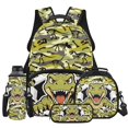 thumbnail image 1 of HUIACONG Camo Dinosaur T-Rex Backpack for Boys, Functional 4PCS Set Including Water Bottle and Lunch Bag, Daily School Bag for Boys Teens Ages 12-16, 1 of 7