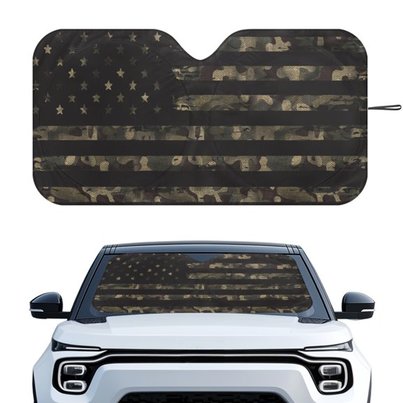 HUIACONG Camo Pattern Foldable Foldable Automotive Window Shades UV Protection Easy Storage Blocks UV Rays Windshield Sun Shade for Car Front Vans