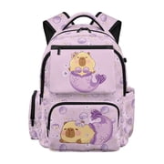 HUIACONG Capybara Mermaid Backpack, Lovely Ocean Style School Bookbag for Age 12-18, Water Repellent Durable Backpack for Teens Travel & Daily