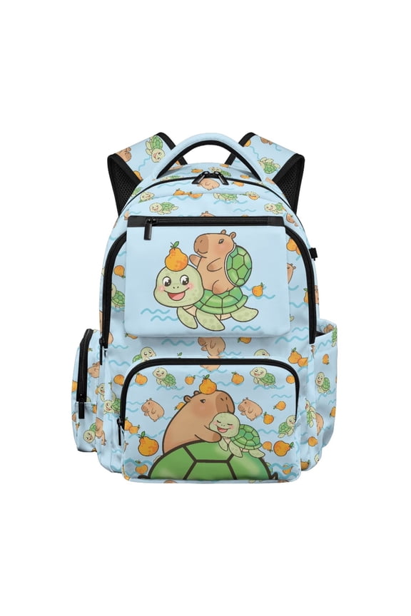 Capybara Turtle Backpack, Lovely Animal Style School Bookbag for Age 12-18, Water Repellent Durable Backpack for Teens Travel