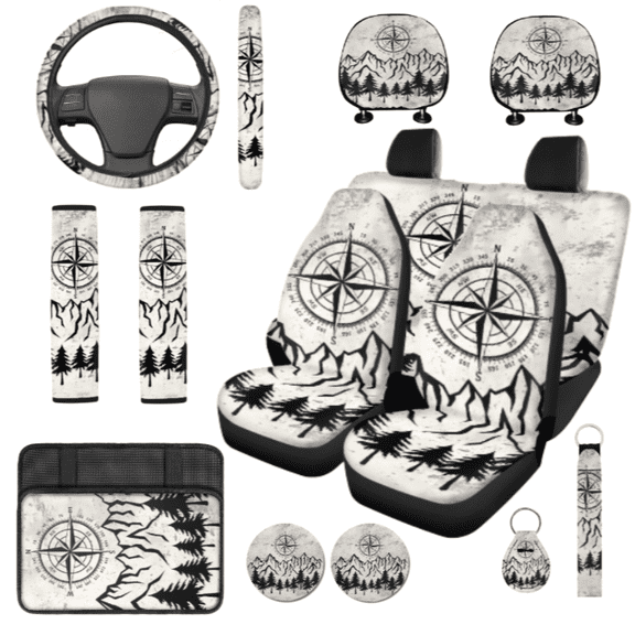 HUIACONG Car Accessories Full Set, with Front Back Seat Covers Front Back Seat Protectors, High-Quality Suitable for Trucks Vehicles