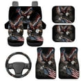 thumbnail image 1 of HUIACONG Car Floor Mats and Steering Wheel Cover Eagle US Flag Rubber Non-Slip Easy to Install Full Set Front & Rear Car Seat Covers for Additional Protection Car Mats Full Set 9 Pcs, 1 of 8