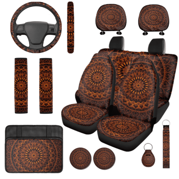 HUIACONG Car Interior Accessory Kit, with Car Armrest Box Pad Car Armrest Cushion Auto Cup Holder Coaster Car Seat Covers Car Armrest Protective Cover