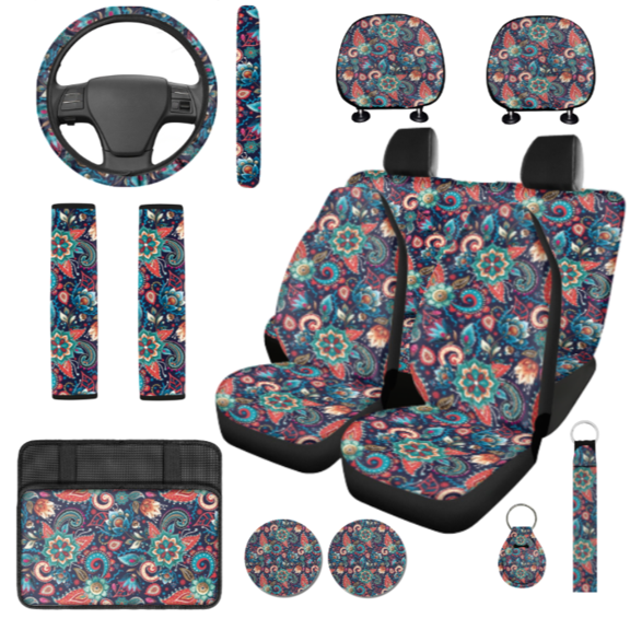 HUIACONG Car Interior Accessory Kit, with Car Cup Coaster Steering Wheel Cover, Minimalist Suitable for Truck Vans