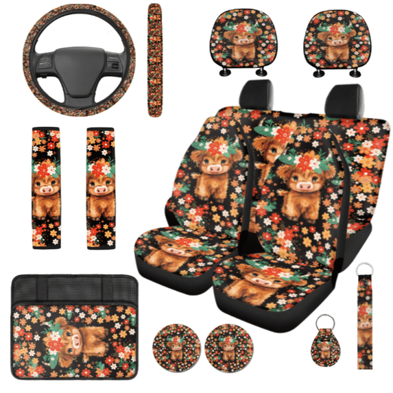 HUIACONG Car Interior Accessory Kit, with Car Seat Covers Key Ring, Durable Suitable for Vans Trucks