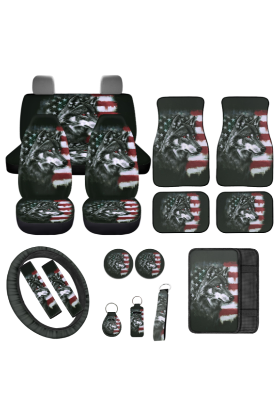 Car Seat Cover Full Set, with Key Pendant Car Seat Covers, 17 Pieces Quick Installation Suitable for Cars SUVs Pickup Truck