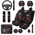 thumbnail image 1 of HUIACONG Car Seat Cover Set, with Auto Hand Rest Pad Car Center Console Armrest Cover Car Seat Covers, 14-Piece Skull and Rose Pattern Car Interior Accessory Kit, 1 of 7