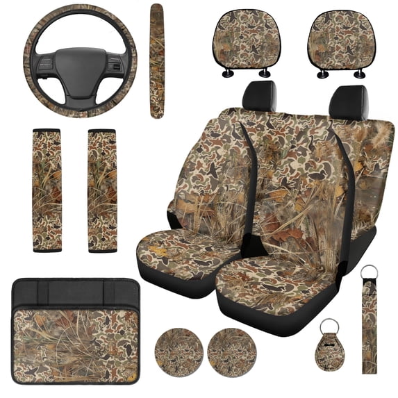 HUIACONG Car Seat Cover Set, with Key Ring Car Armrest Box Protective Cover Car Armrest Box Pad, High End Stylish Car Accessories Full Set
