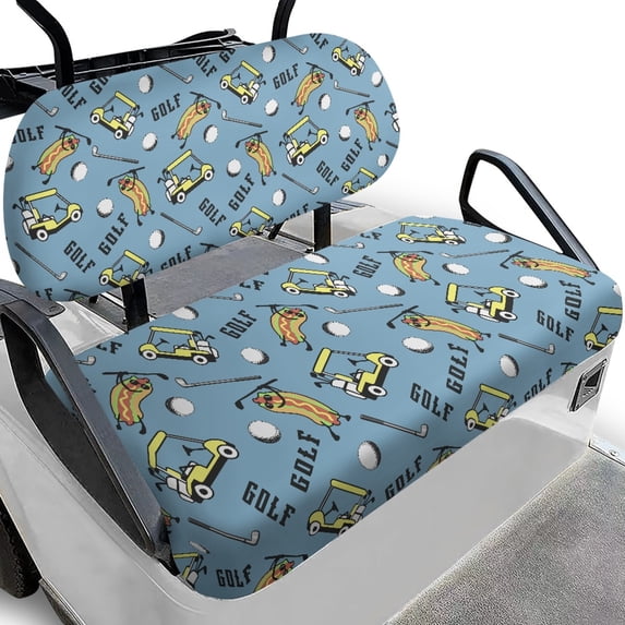 HUIACONG Cart Hotdog Pattern Elastic Golf Cart Seat Covers 2 Pack for 2-Seat Golf Carts EZGO TXT, Protection Day After Day Use Golf Cart Seat Protector