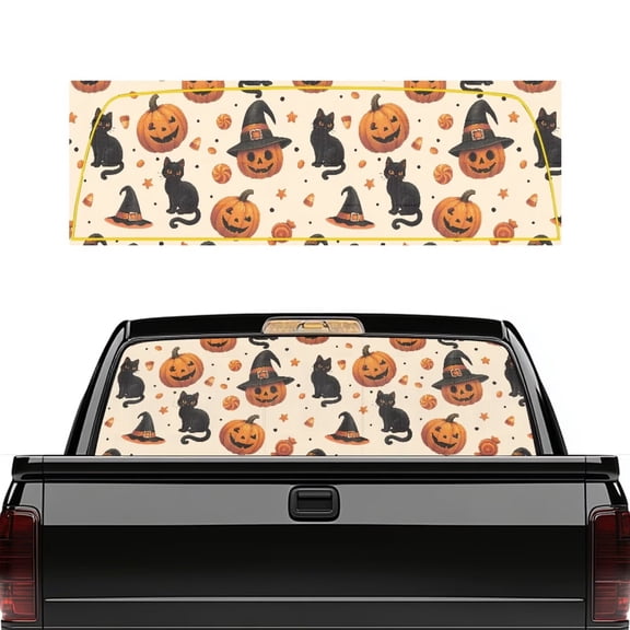 HUIACONG Cats Pumpkin Pickup Car Window Stickers Truck Accessories Personalized Decoration Decal 66 x 22 inch Truck Rear Windows Graphics Easy Installation Fit Most Pickup Trucks SUV