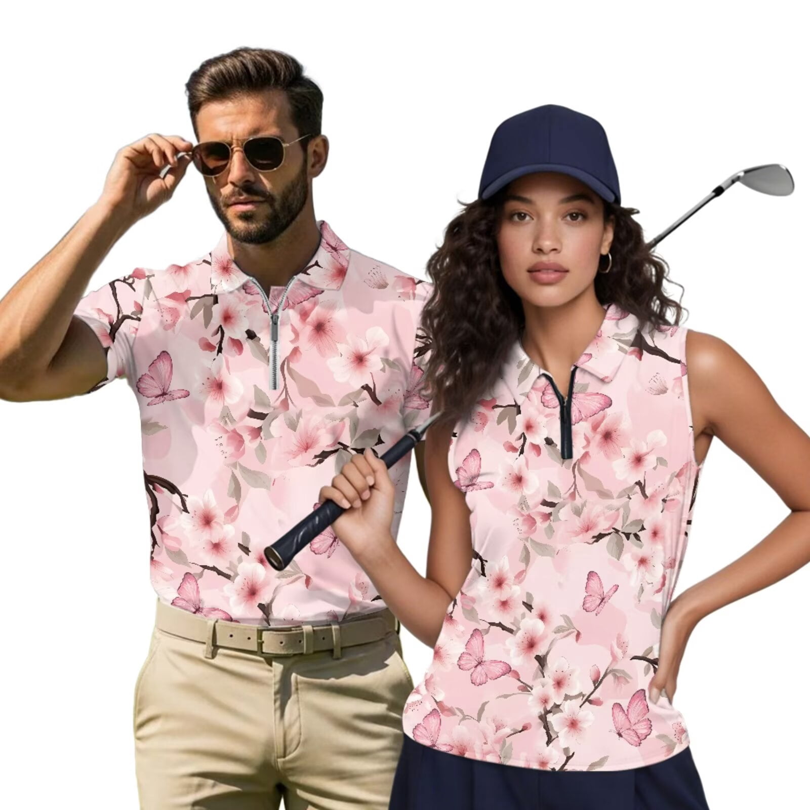 HUIACONG 70s Groovy Matching Golf Shirts for Couples Sleeveless