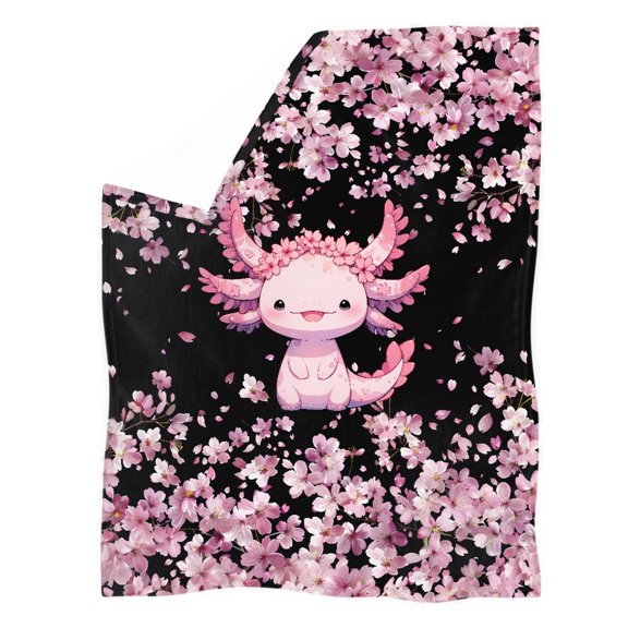 HUIACONG Cherry Blossom Polyester Coral Fleece Throw Blanket, Soft Touch Coral Fleece Blanket Fluffy Non-Fading for Travel Couch Bed