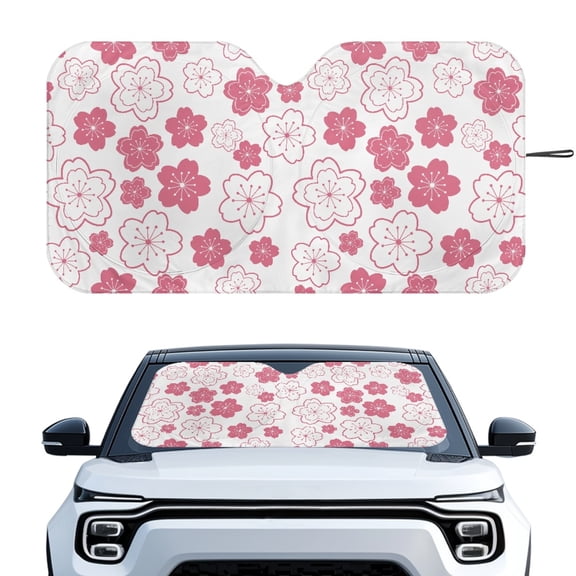 HUIACONG Cherry Blossoms UV Reflective Windshield Sun Shade for Cars Trucks SUVs Vans Sedan Easy Storage Blocks Heat Car Windshield Sun Shade