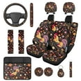 thumbnail image 1 of HUIACONG Chicken Car Accessories Seat Covers Full Set with Seat Belt Covers Steering Wheel Cover Armrest Cover Headrest Cover Coasters Keychain 14 Pcs Floral Car Accessories for Women Interior, 1 of 5