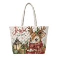 thumbnail image 1 of HUIACONG Christmas Cute Reindeer Printed Padded Handle Tote Bag, Large Capacity Diamond Stitched Shoulder Handbag with Multi Inner Pockets for Holiday Shopping Travel Daily Use, 1 of 7