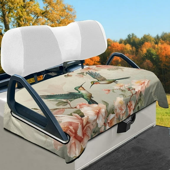 HUIACONG Hummingbird Flower Golf Cart Covers Seat Easy to Install Anti-Slip Golf Cart Cover Protector Comfortable All-Season Protection Fit Most Cars EZGO Yamaha Club Car