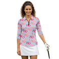 thumbnail image 1 of HUIACONG Christmas Womens 3/4 Sleeve Golf Polo Shirts with Hoho Pattern, Quarter Zip Golf Top for Ladies Tennis and Exercise, 1 of 10