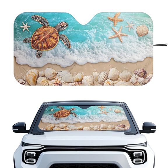 HUIACONG Classic Sea Turtle Keeps Car Interior Cool Car Windshield Sunshade for Trucks Automotive Foldable UV Reflective Windshield Sun Shade