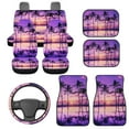thumbnail image 1 of HUIACONG Coconut Tree Car Floor Mats and Steering Wheel Cover for Women Rubber Non-Slip Easy to Install Full Set Front & Rear Car Seat Covers for Additional Protection Car Mats Full Set 9 Pcs, 1 of 8