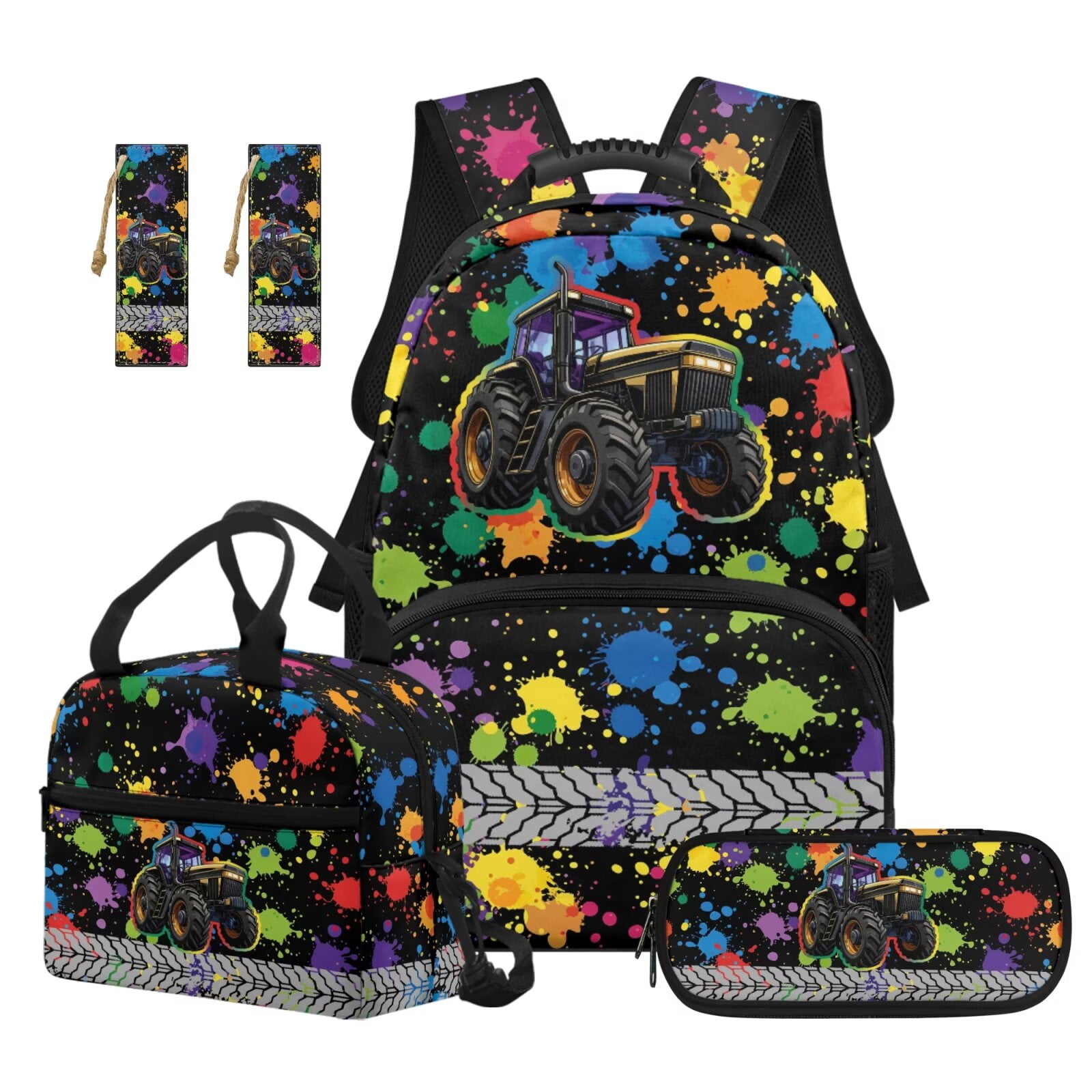 HUIACONG Color Splash Tractor 4Pcs Backpack Set Ages 6-12 Farm Vehicle ...