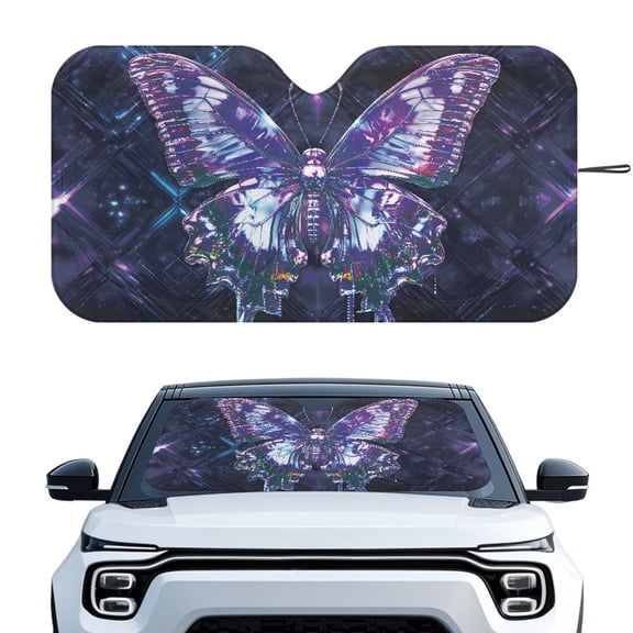 HUIACONG Colorful Butterfly Pattern Window Sun Blocker Blocks UV Rays for Automotive Mini SUVs, Sun Shield UV Reflective Windshield Sun Shade Blocks Heat