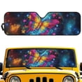 thumbnail image 1 of HUIACONG Colorful Galaxy Butterfly Sunshade Sun Shade Windshield Heat Shield Sun Visor Mat Compatible with Jeep Wrangler Rubicon Sahara TJ JK JKU 2 Door & 4 Door, 1 of 6