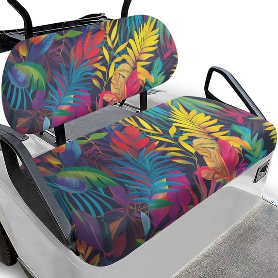 HUIACONG Colorful Leaf Pattern Breathable Golf Cart Seat Covers 2 Piece for Golf Cart Sports, Golf Cart Seat Protector Soft