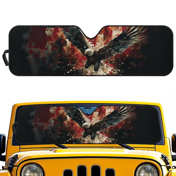 HUIACONG Cool Eagle Windshield Sunshade for Jeep Wrangler,Sun Visor Windshield Shade Blocks UV Rays,Shade Heat Shield Compatible with Jeep Wrangler TJ JK JL 2/4 Door