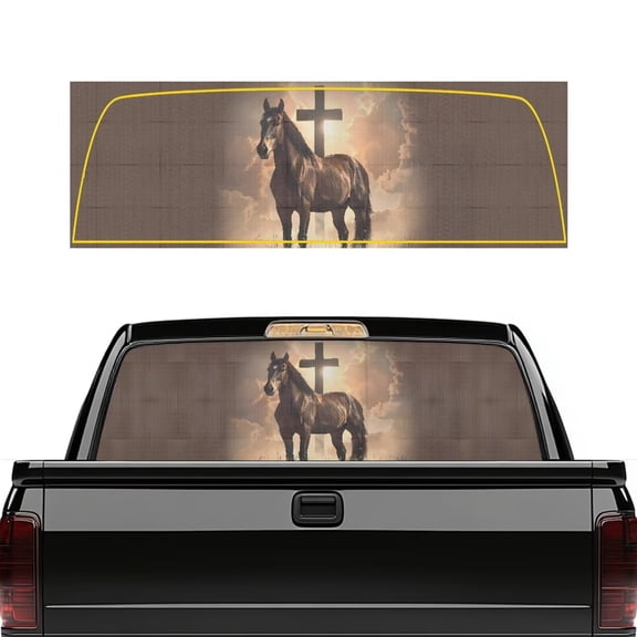 HUIACONG Cool Horse Pickup Car Window Stickers Rear Window Decals Trucks Truck Rear Windows Perforated Decal Wrap Back Windows Decals Stickers 66 x 22 inch