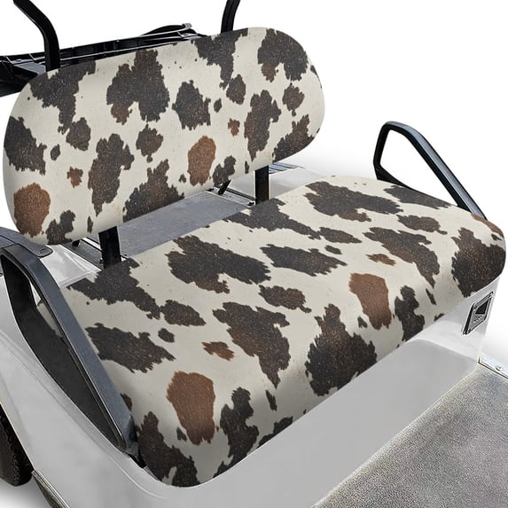 HUIACONG Cow Print Pattern Golf Cart Seat Cover Set, UV Resistant Washable Golf Cart Seat Covers 2 Piece for 2 Passenger Golf Cart