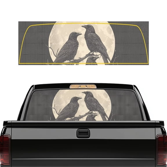 HUIACONG Crows Back Window Decals Trucks Sticker Personalized Decoration Truck Rear Window Perforated Decal Full Windows Coverage for Truck Back Windows Sticker 66 x 22 Inch
