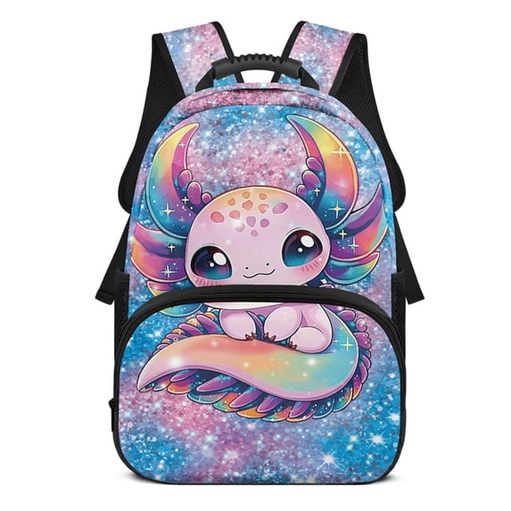 HUIACONG Cute Axolotl Print Back to School Backpack for Students Age 6-18 Large Capacity Lightweight Student Backpack for Elementary Middle High School Daily Use