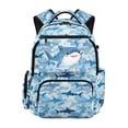 thumbnail image 1 of HUIACONG Cute Blue Shark Print School Backpack for Kids Boys Girls Age 5-16 Water Resistant Large Capacity Bookbag Adjustable Cushioned Straps Multi Pockets for School Travel Daily Use, 1 of 7