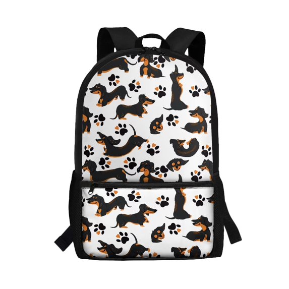 HUIACONG Cute Dachshund Print School Backpack for Age 6-18 Large Capacity Lightweight Water-Resistant Back to School Bookbag for Elementary Middle High School Boys Girls Students