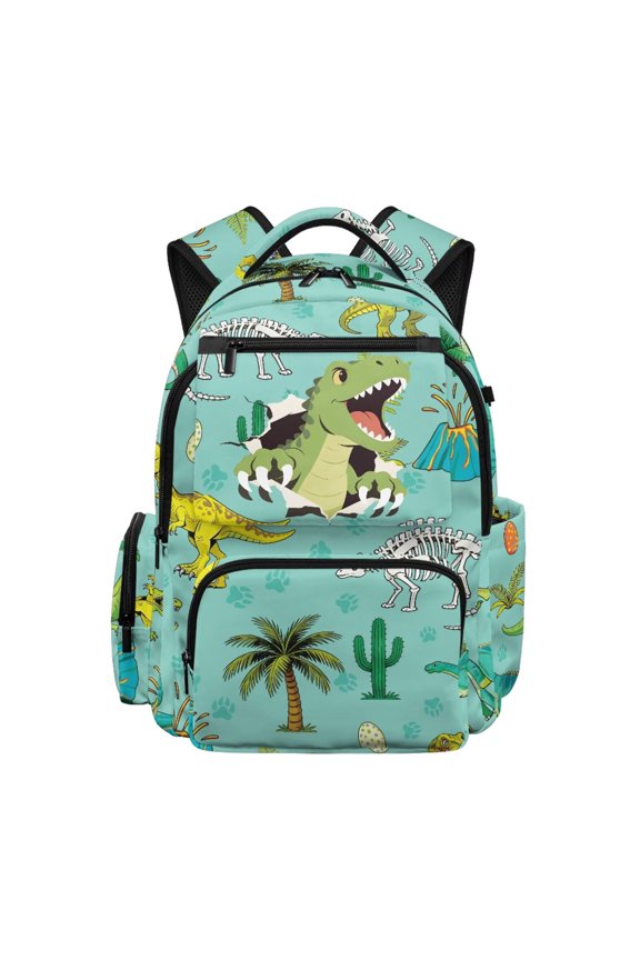 Cute Dinosaur Cartoon School Backpack for Kids Boys Ages 5-14, Large Capacity Multi Pocket, Water Resistant, Adjustable Padded Straps, Lightweight Bookbag for School, Hiking, Travel