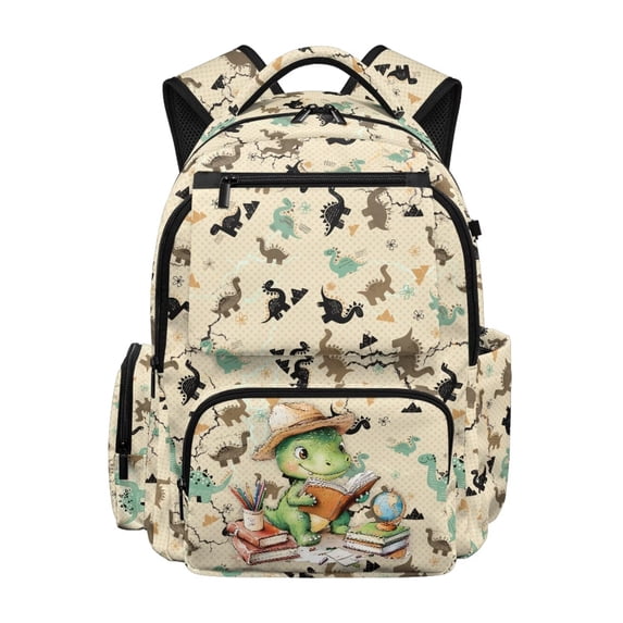 HUIACONG Cute Dinosaur Print School Backpack for Kids Age 5-14 Multi Pocket Sturdy Bookbag Adjustable Padded Straps Water Resistant Lightweight Backpack for School Daily Use