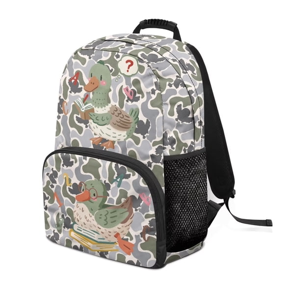 HUIACONG Cute Duck Print School Backpack for Age 6-18 Large Capacity Water Resistant Bookbag for Unisex Elementary Middle High School Students Daily Back to School Use