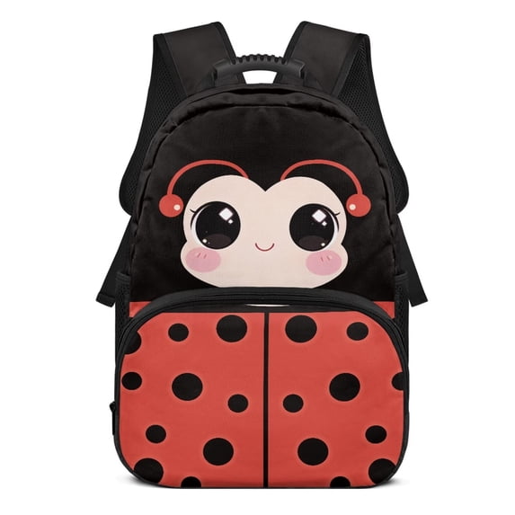 HUIACONG Cute Ladybug Print School Backpack for Age 6-18 Large Capacity Ergonomic Padded Adjustable Shoulder Straps for Elementary Middle High School Students Daily Use