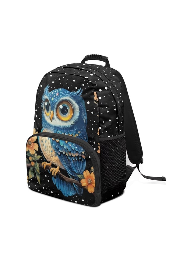 Cute Owl Print School Backpack for Boys Girls Ages 6-18 Large Capacity Water Resistant Bookbag for Elementary Middle High School Students Daily Use Travel Back to School Gift