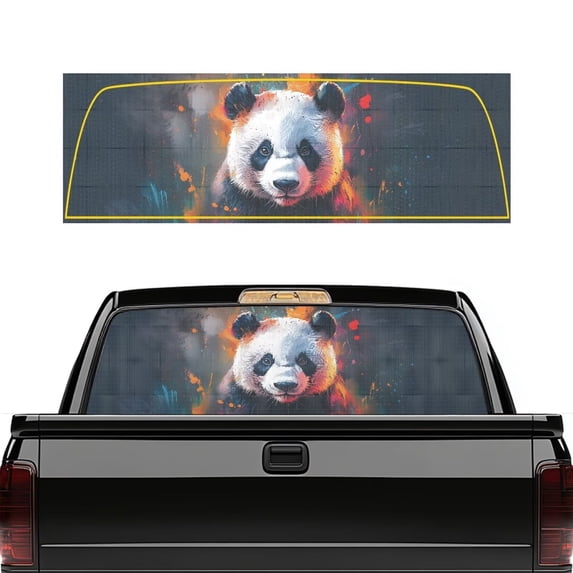HUIACONG Cute Panda Rear Window Decal Back Window Decals Trucks Truck Accessories Full Windows Coverage Trucks Rear Windows Perforated Decal Wrap 66 x 22 inch for Truck SUV