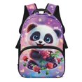 thumbnail image 1 of HUIACONG Cute Panda Rose Print School Backpack for Boys Girls Ages 6-18 Ergonomic Padded Shoulder Straps Large Capacity Bookbag for Elementary Middle High School Daily Use, 1 of 7