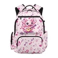 thumbnail image 1 of HUIACONG Cute Pink Axolotl Guitar Print School Backpack for Teens Girls Age 7-18 Multi Pocket Water Resistant Bookbag Adjustable Padded Straps Lightweight Durable for School Travel Daily Use, 1 of 7